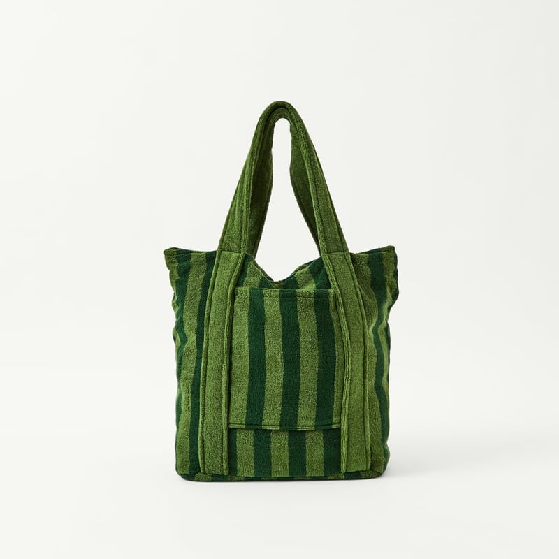 Whitehaven Green Terry Textured Beach Tote