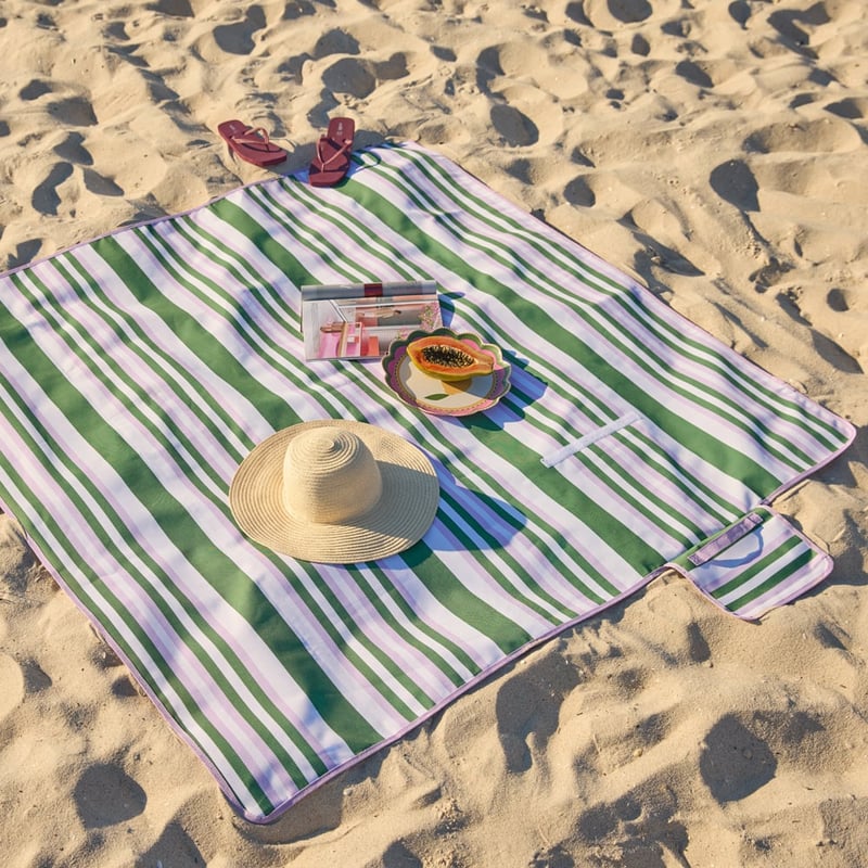 Kale & Orchid Stripe Picnic Rug