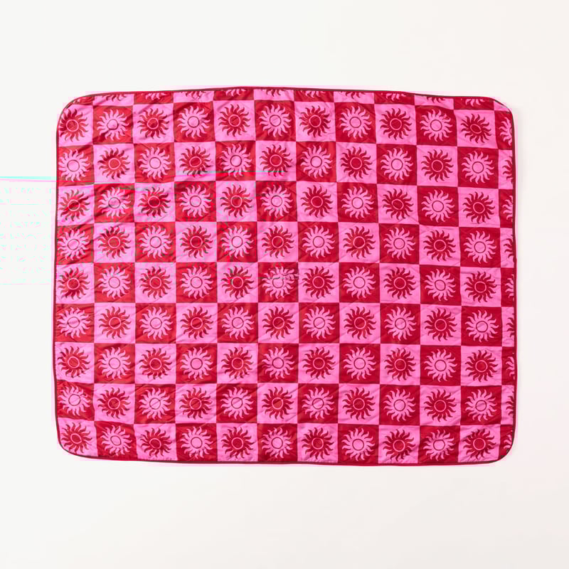 Sundown Pink Cabana & Umbrella Picnic Rug