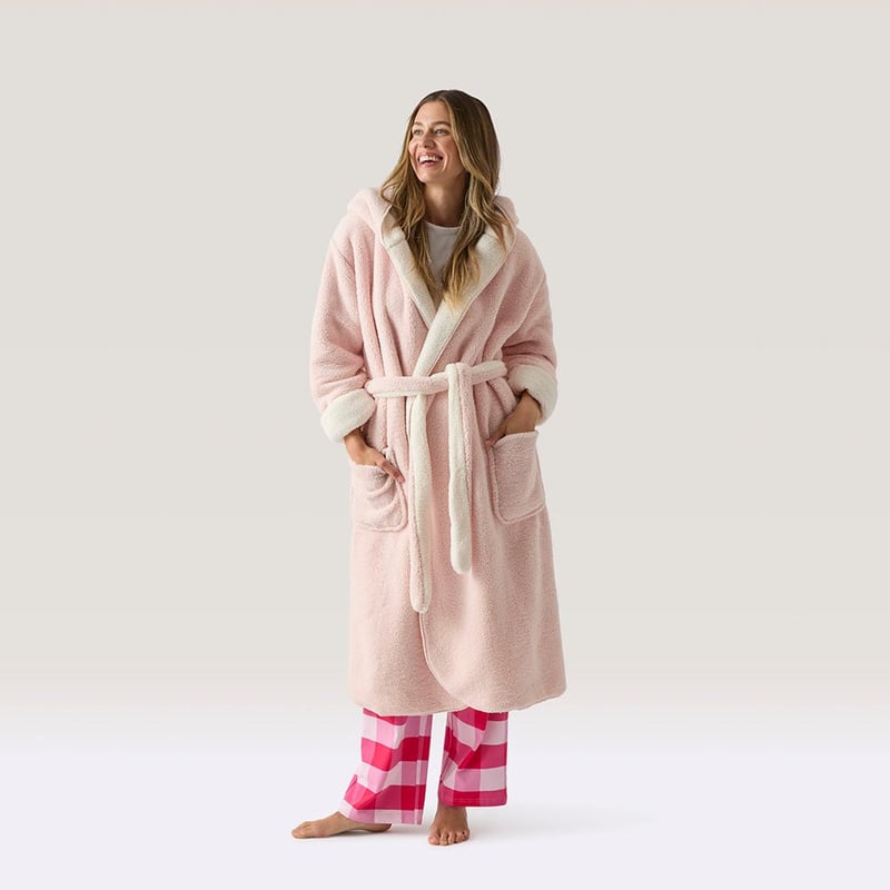 Sherpa Dusty Pink Hooded Bathrobe