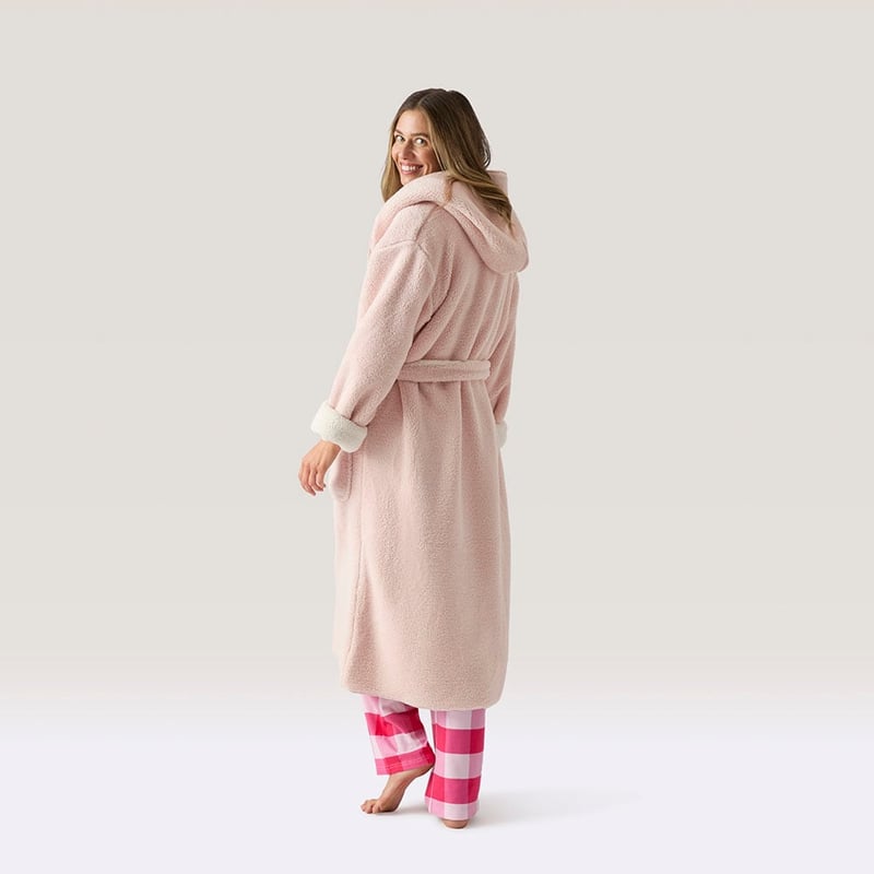 Sherpa Dusty Pink Hooded Bathrobe