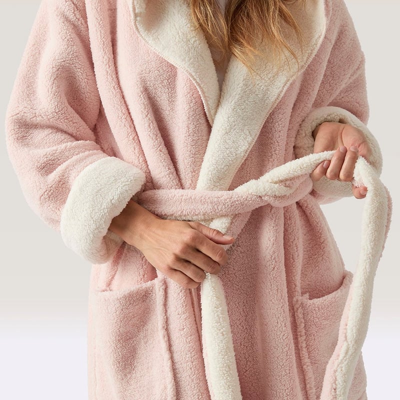 Sherpa Dusty Pink Hooded Bathrobe