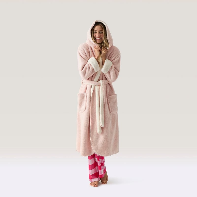 Sherpa Dusty Pink Hooded Bathrobe