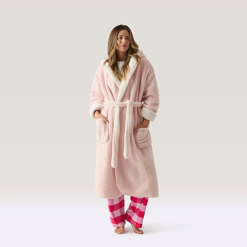 Sherpa Dusty Pink Hooded Bathrobe