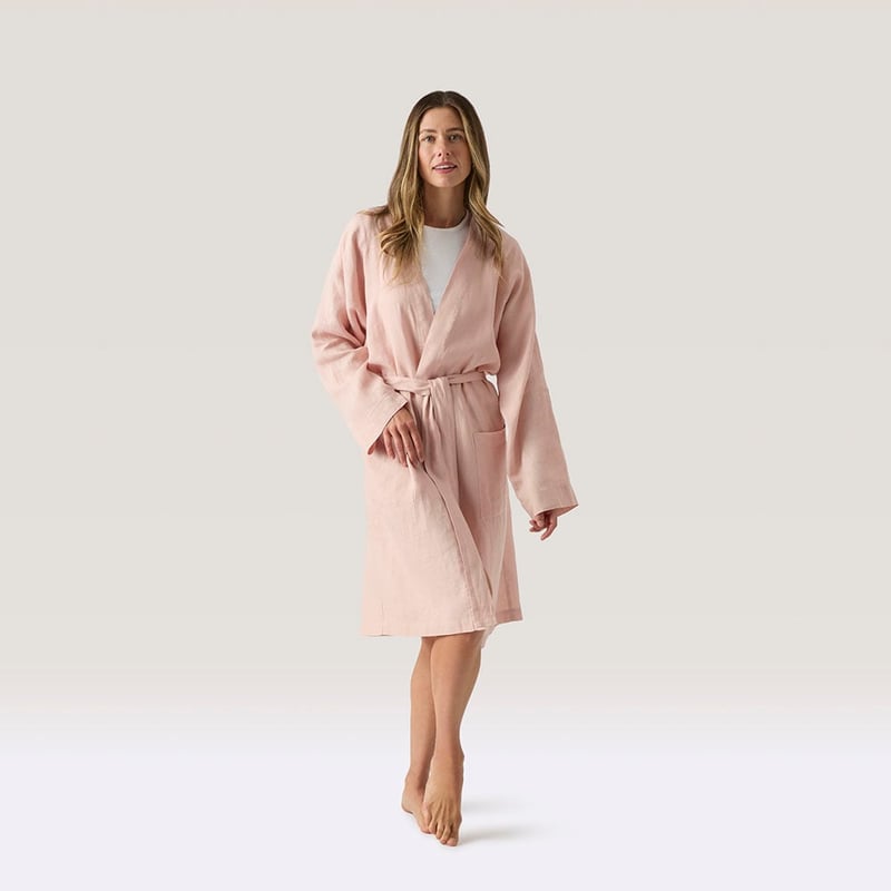 Vintage Washed Nude Pink Linen Robe