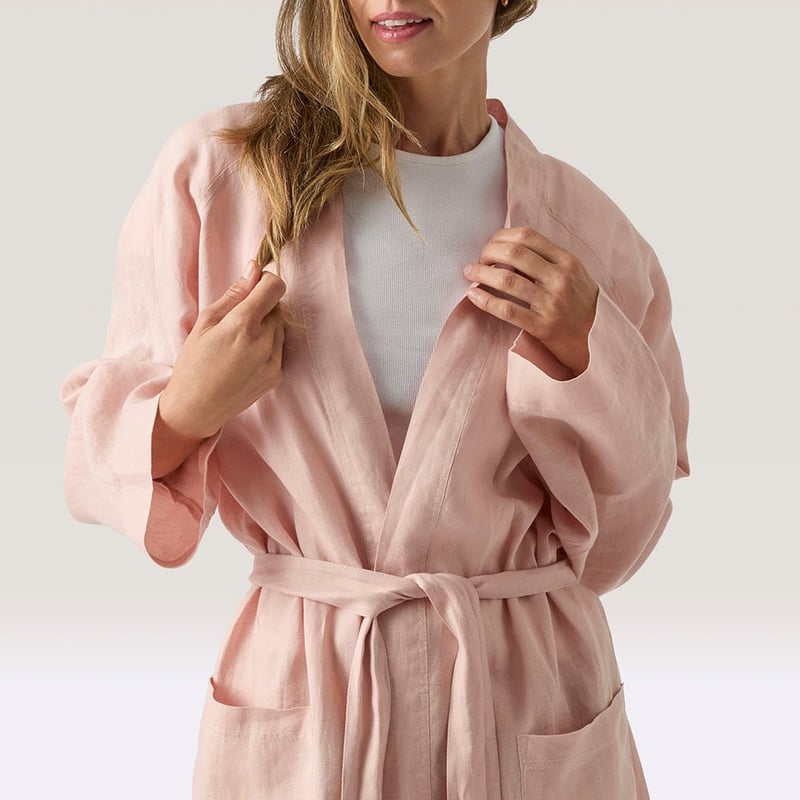 Vintage Washed Nude Pink Linen Robe