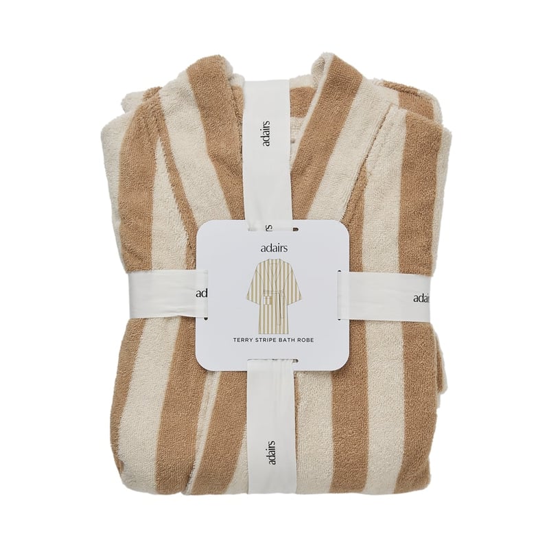 Terry Stripe Almond & Natural Bath Robe