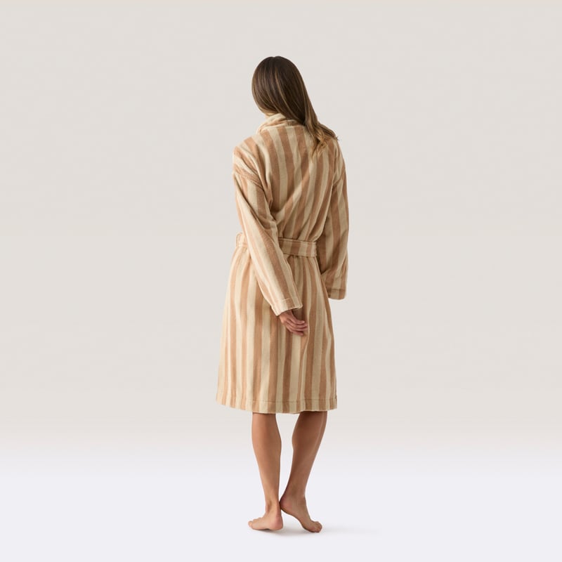 Terry Stripe Almond & Natural Bath Robe