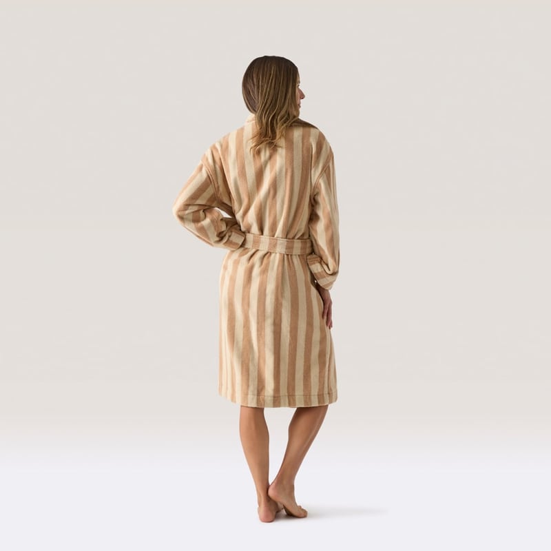 Terry Stripe Almond & Natural Bath Robe