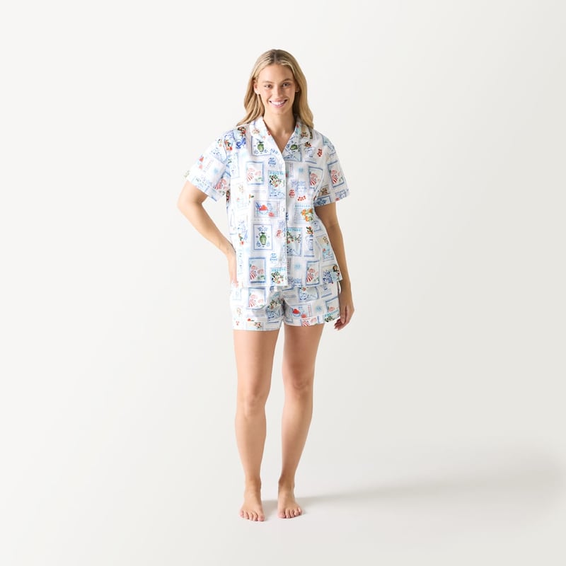 Womens Amalfi Blue Short Pyjama Set