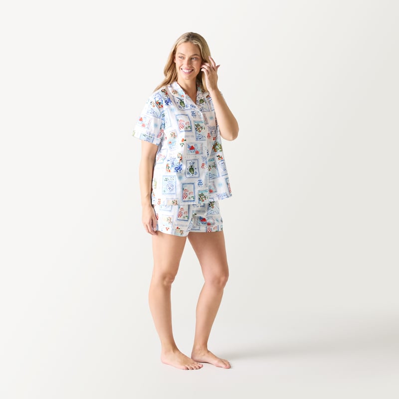 Womens Amalfi Blue Short Pyjama Set