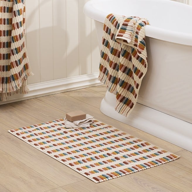European Willow Clay Multi Turkish Cotton Bath Mat