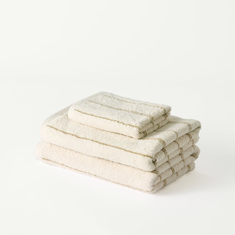 Hudson Stripe Almond & Natural Towel Range