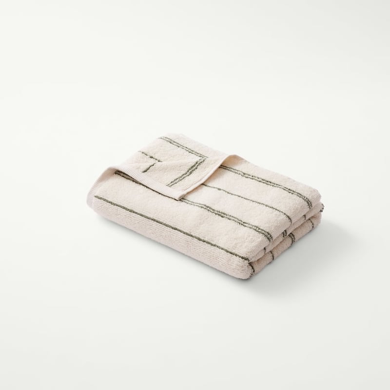 Hudson Moss & Natural Stripe Towel Range