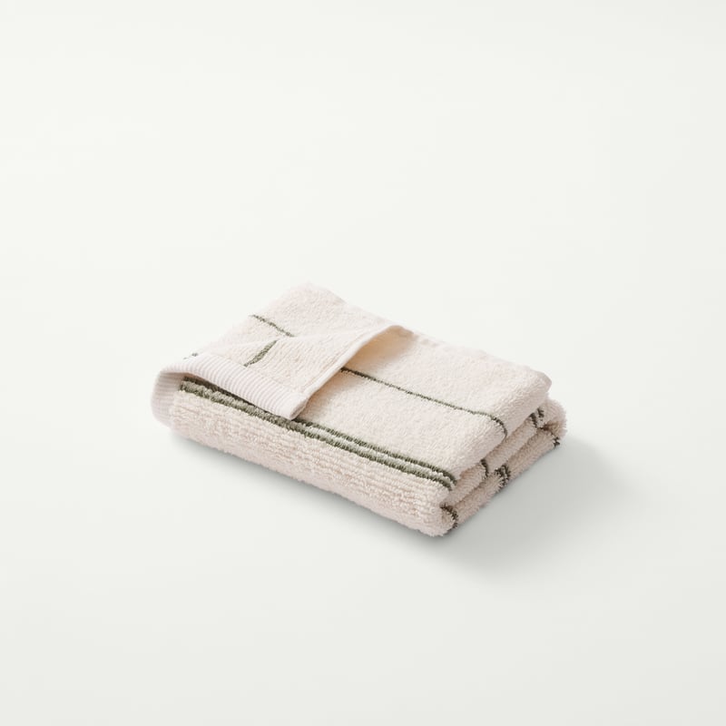 Hudson Moss & Natural Stripe Towel Range