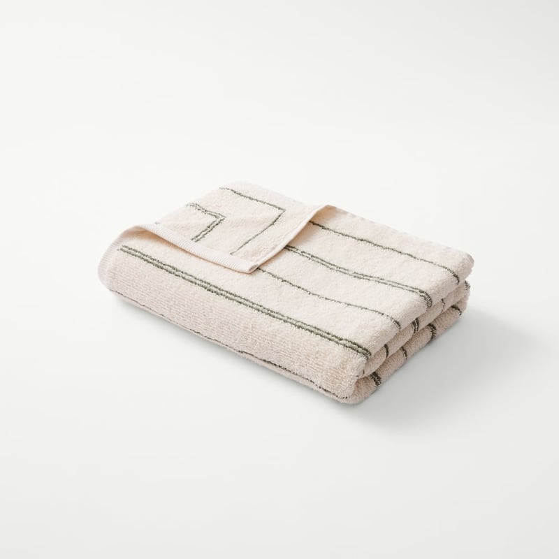 Hudson Moss & Natural Stripe Towel Range