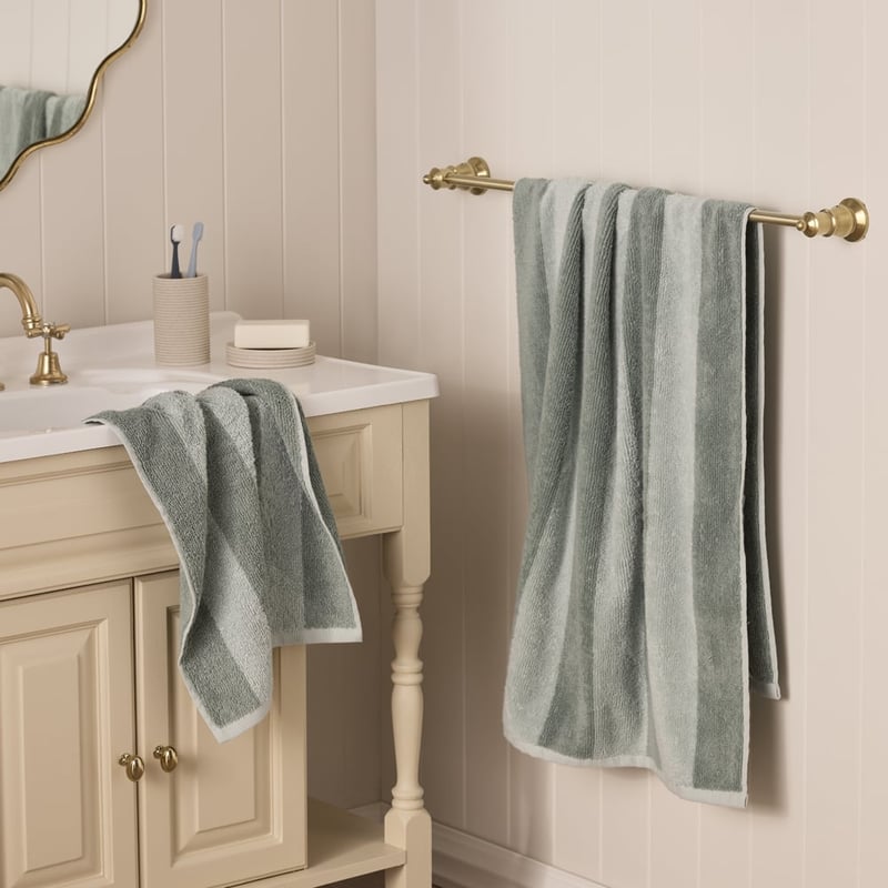 Block Stripe Seafoam Stripe Towel Range