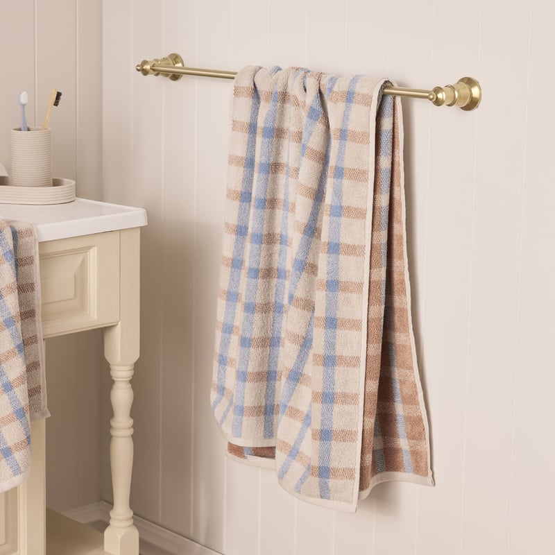 Cottage Check Beach & Bran Towel Range