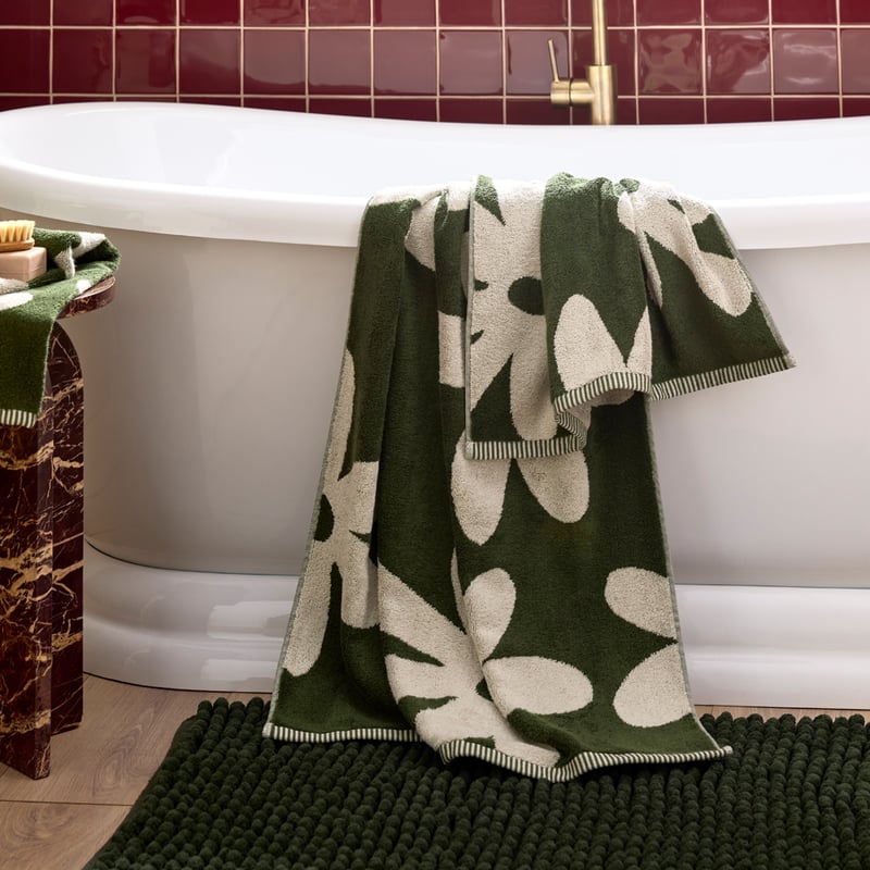 Livia Spinach & Beach Reversible Floral Towel Range