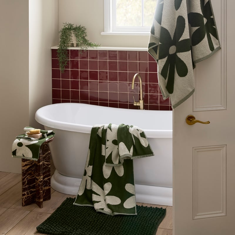 Livia Spinach & Beach Reversible Floral Towel Range