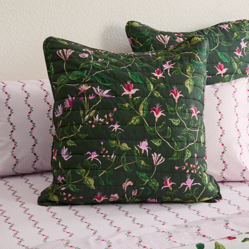 Greta Floral Green Quilted Pillowcases