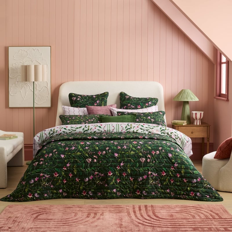 Greta Floral Green Quilted Pillowcases