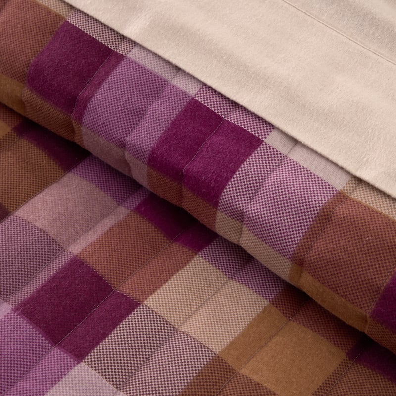 Flannelette Mulberry Check Quilted Coverlet Separates