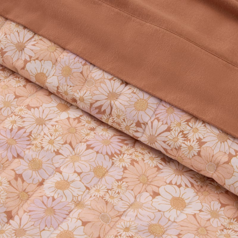 Flannelette Peach Daisy Quilted Coverlet Separates