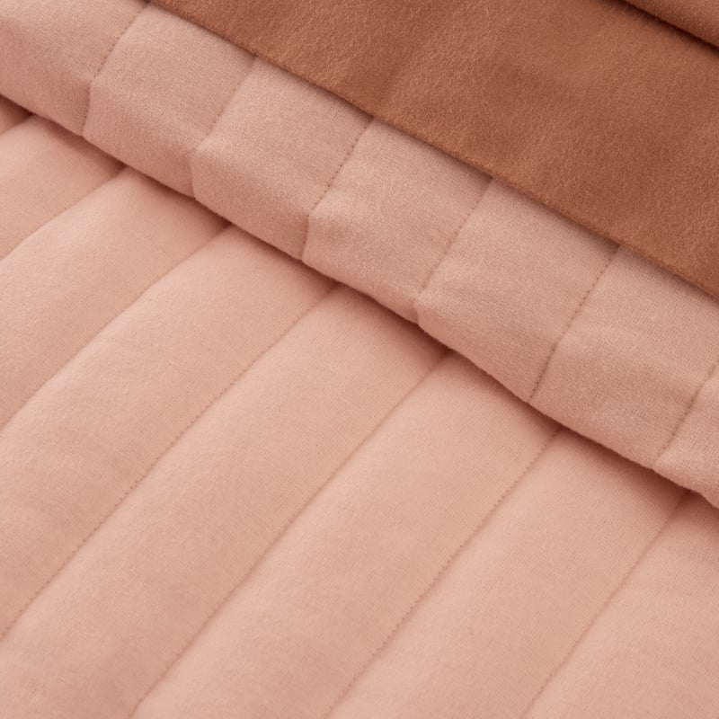 Flannelette Peach Daisy Quilted Coverlet Separates