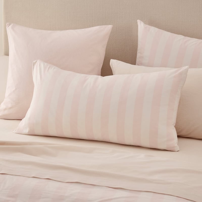 Stonewashed Cotton Coconut & Blossom Stripe Quilt Cover Separates