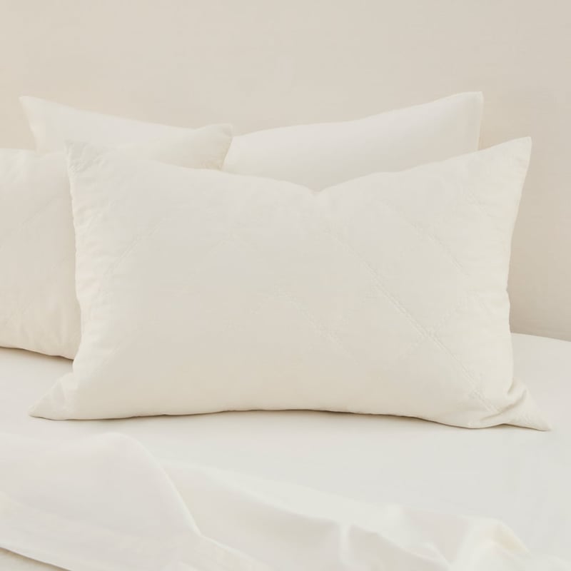 Stonewashed Cotton Coconut Quilted Pillowcases