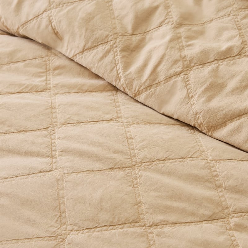 Stonewashed Cotton Sesame Quilted Pillowcases