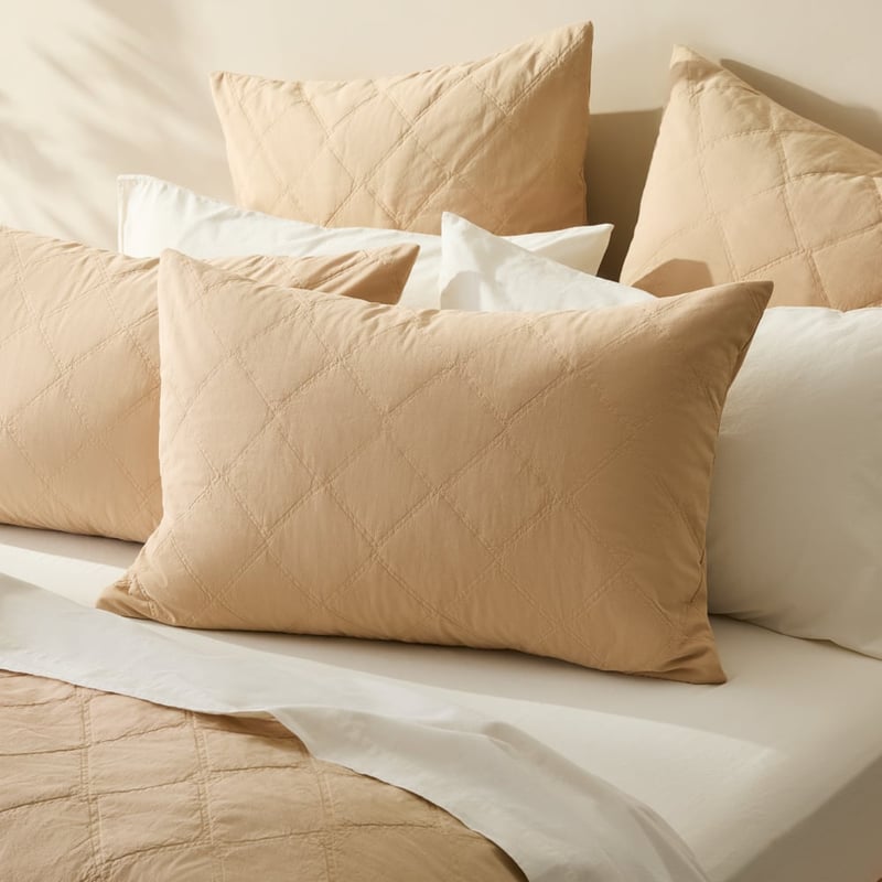 Stonewashed Cotton Sesame Quilted Coverlet Separates