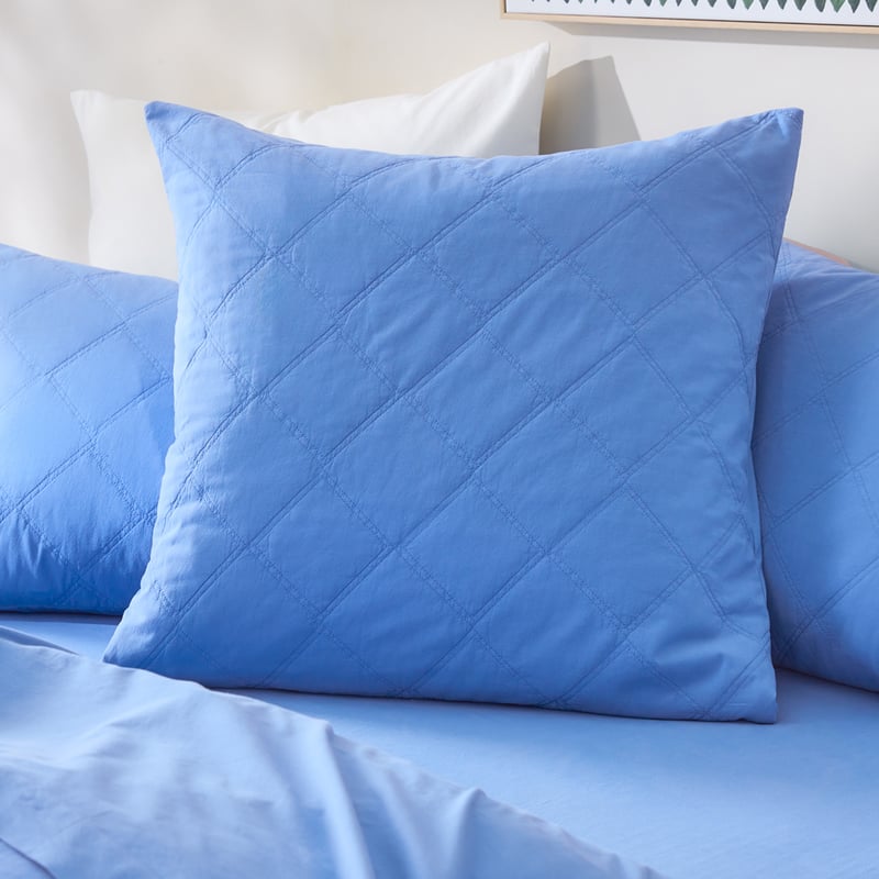 Stonewashed Cotton Cobalt Quilted Pillowcases