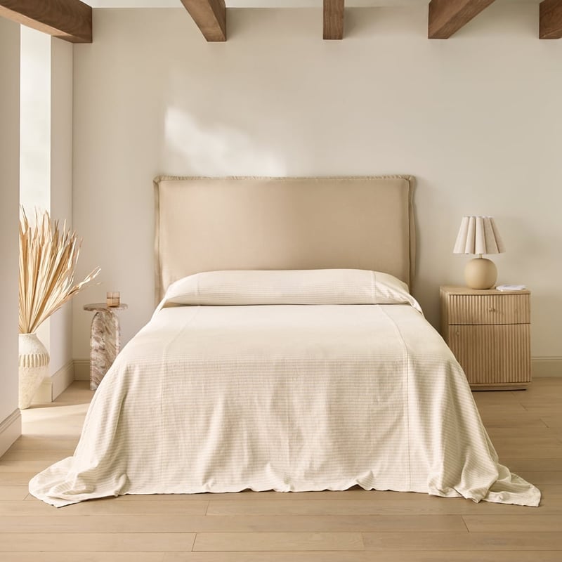 Noa Natural & White Stripe Bedcover Separates