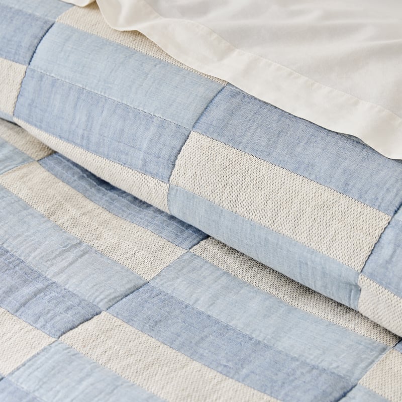 Sirena Blue Jacquard Quilted Coverlet Separates