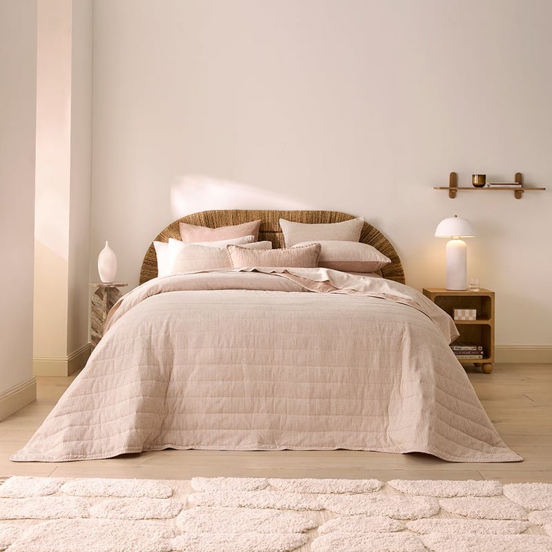 Linen Cotton Pecan Stripe Quilted Pillowcases