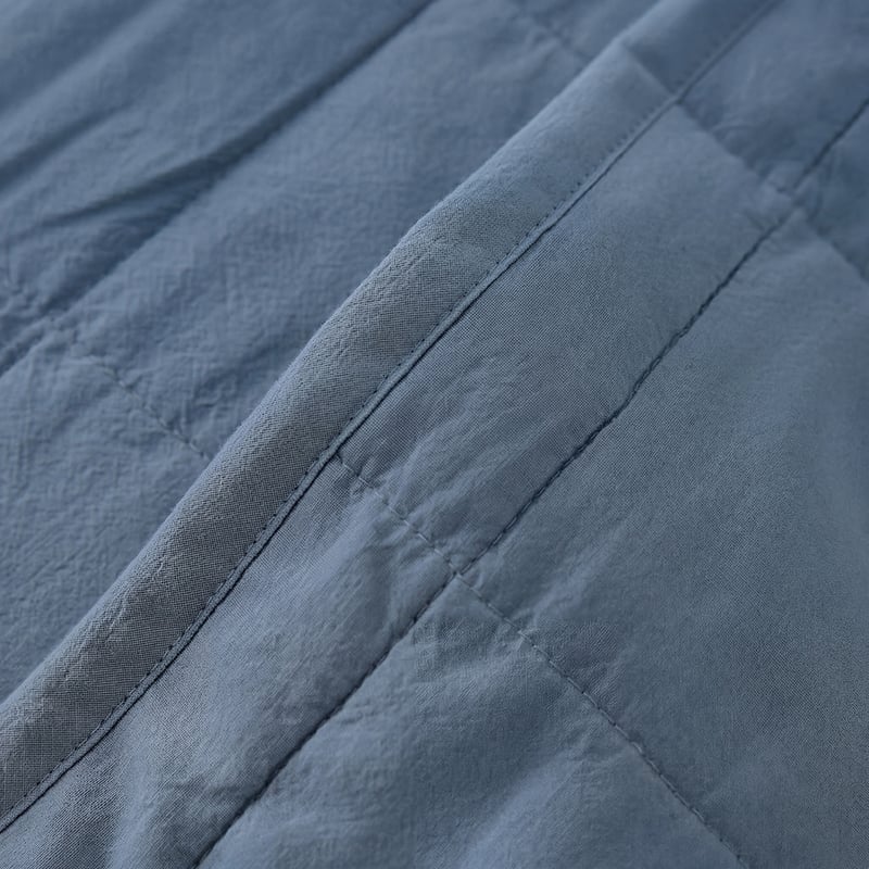 Stonewashed Cotton Bluestone Quilted Coverlet Separates