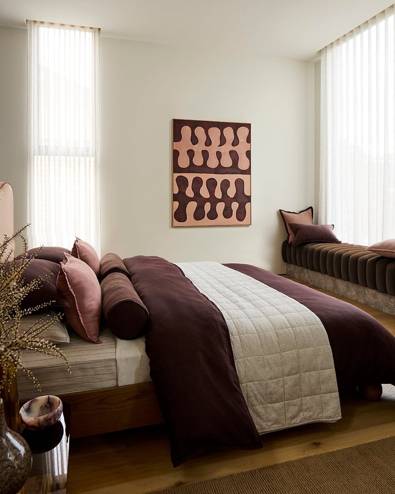 Vintage Washed Linen Linen Quilted Bedcover