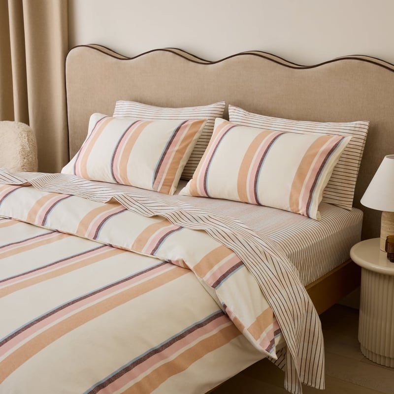Zara Rose Stripe Flannel Quilt Cover Set