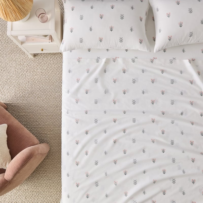 Dainty Floral Printed Percale Sheet Set