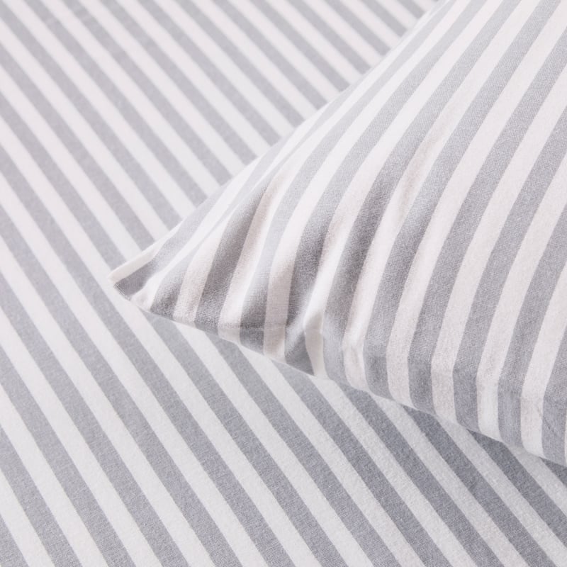 Flannelette Grey Stripe Printed Sheet Set