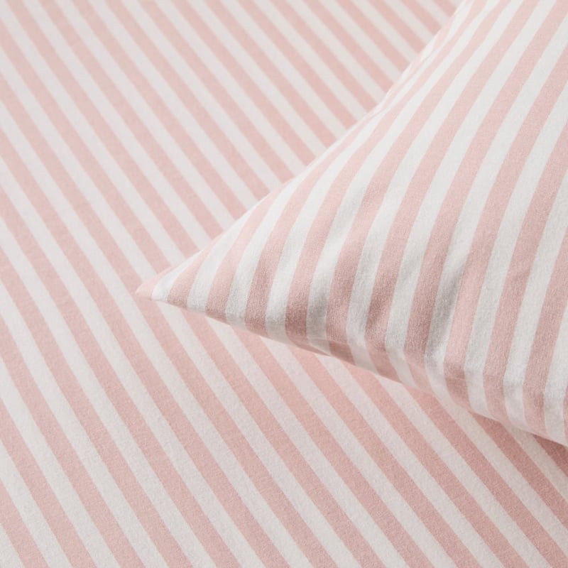 Flannelette Pink Stripe Printed Sheet Set