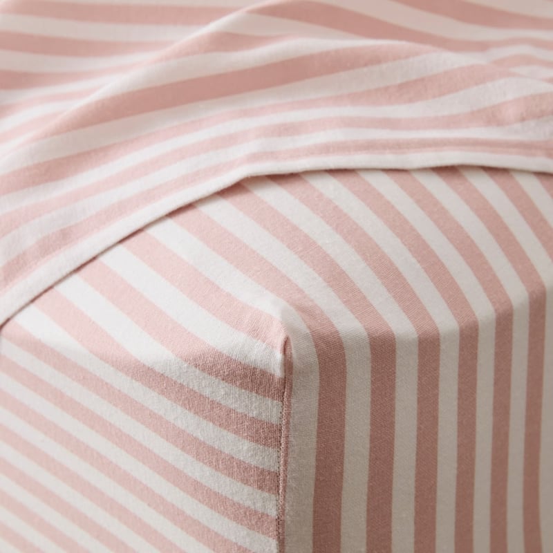 Flannelette Pink Stripe Printed Sheet Set