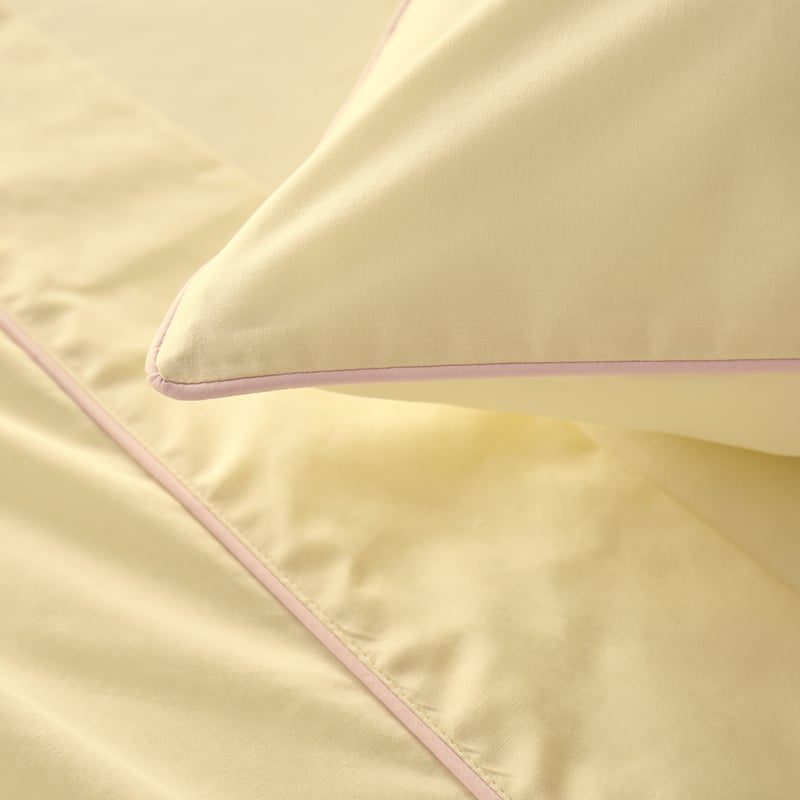 Piped Cotton Butter & Lilac Sheet Set