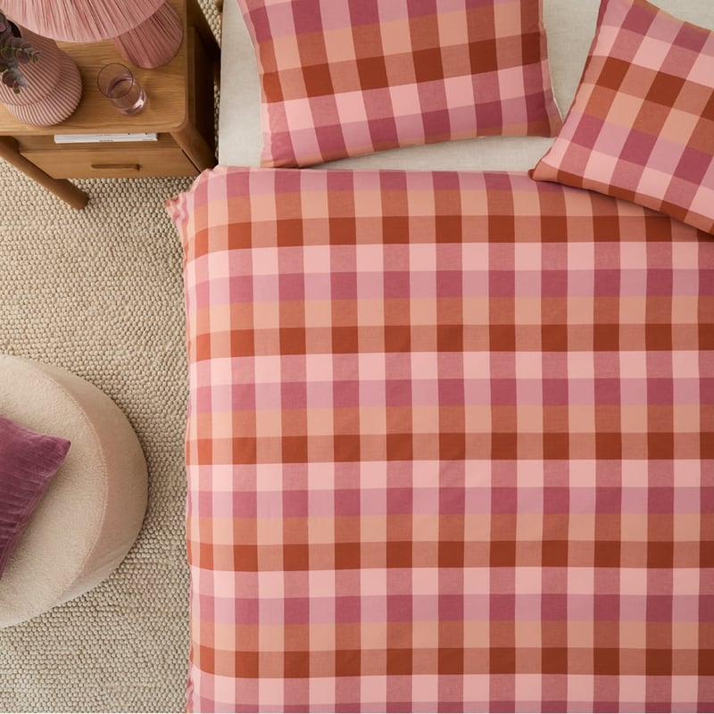Koko Pink Earth Check Bedlinen