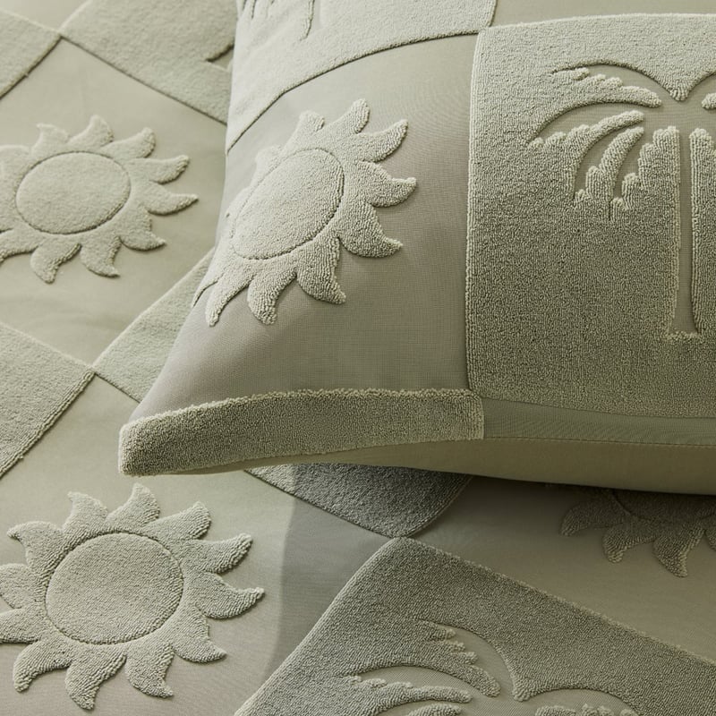 Palm Seafoam Tufted Quilt Cover Set