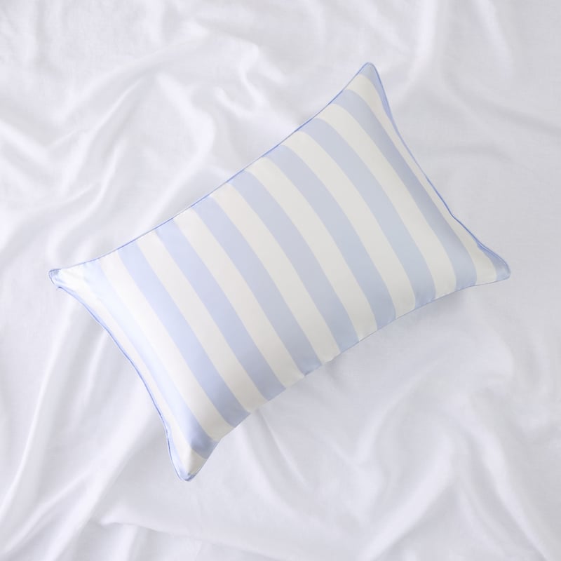 Sky Blue Stripe Pure Silk Printed Pillowcase