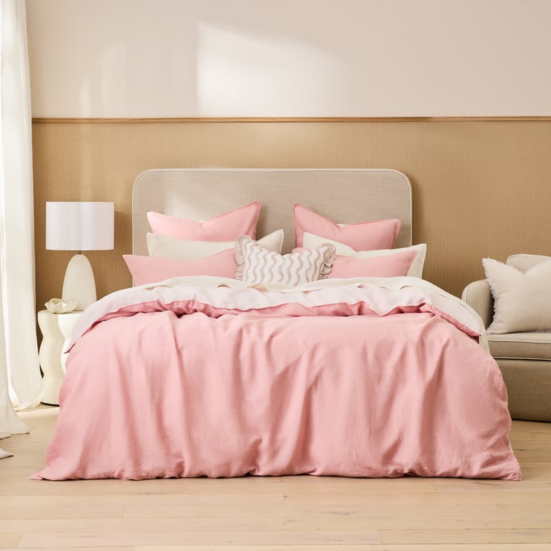 Vintage Washed Linen Blush & Sweetpea Duo Pillowcases