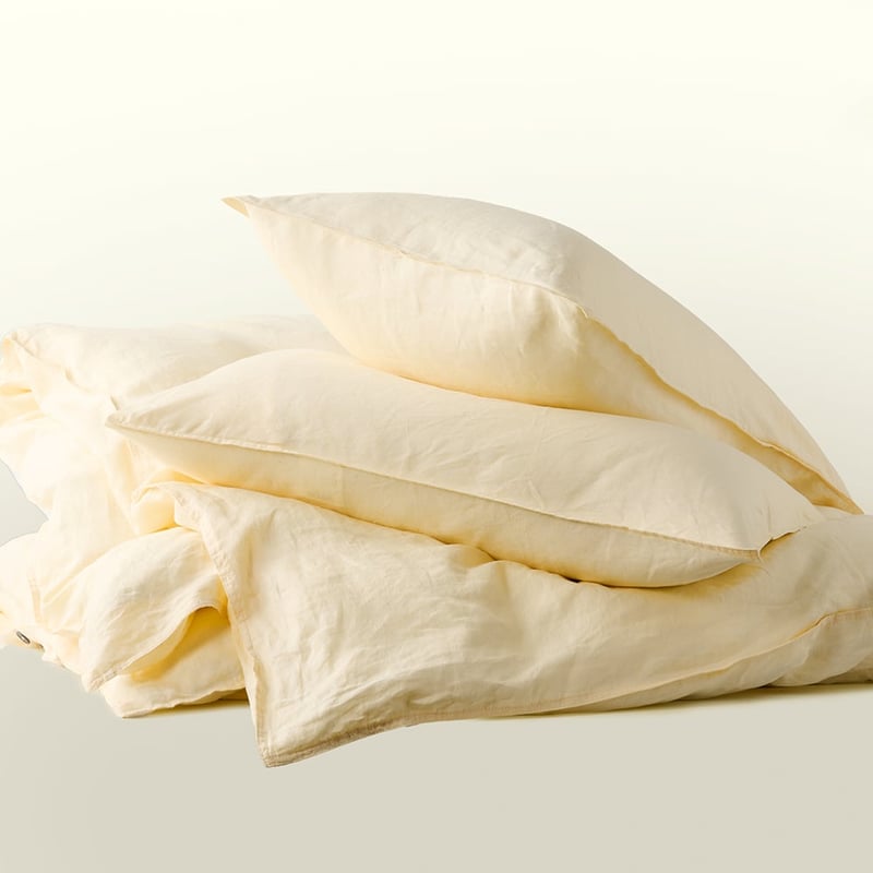 Vintage Washed Linen Lemon Pillowcases